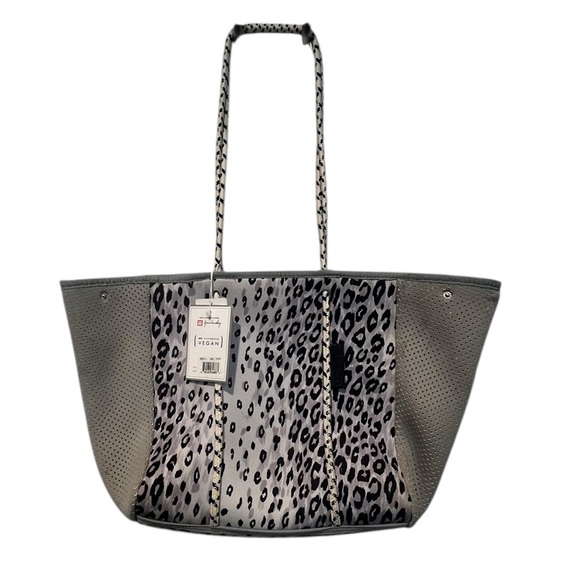 Chic Leopard Print Tote Bag in Gray - Picture 1 of 3